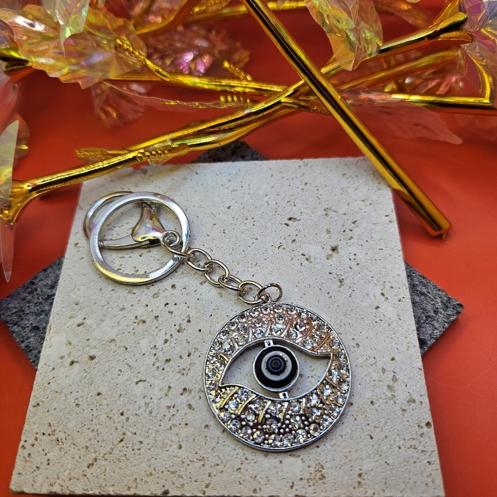 Silver Blue Evil Eye Keychain - Picture 3 of 3